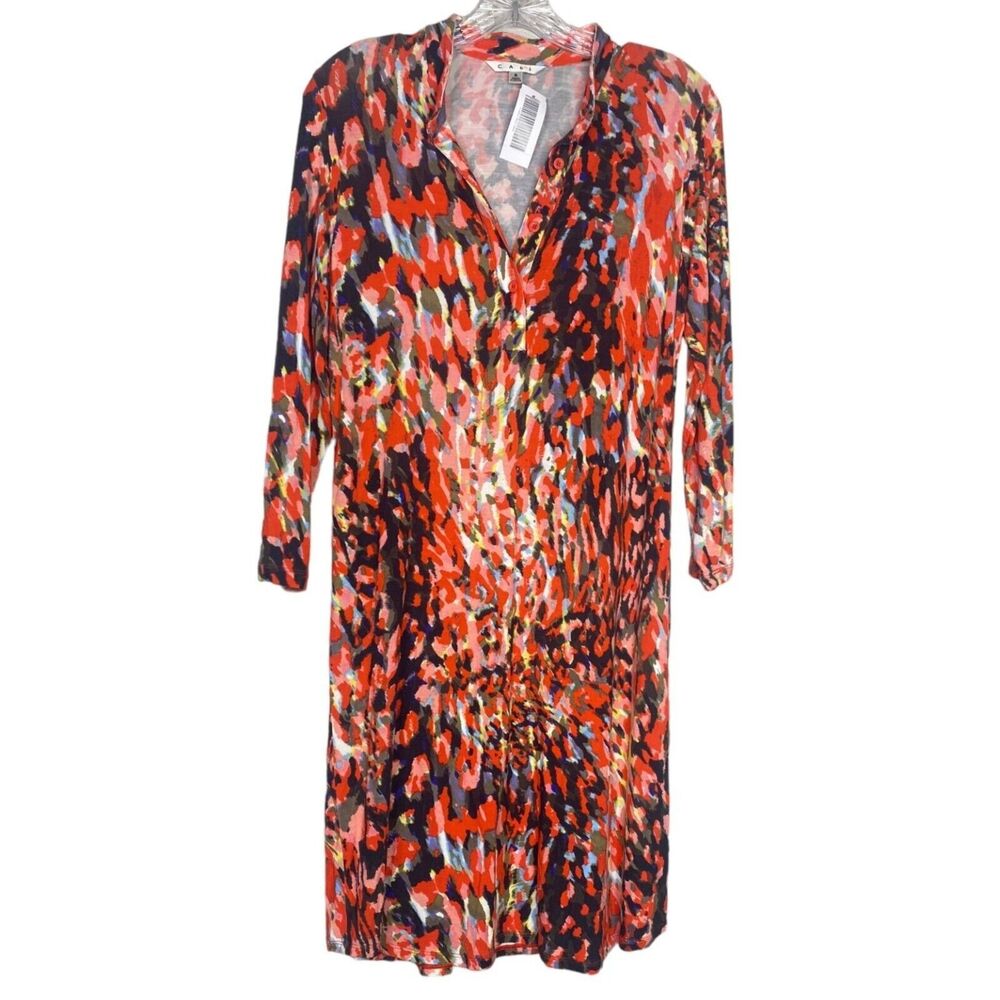 CAbi Multi-Color Patterned Long-Sleeve Mini Dress - Red, Navy, Pink